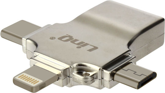 LinQ Lightning / USB-C / micro USB male to USB-A female Converter Silver 1 Piece
