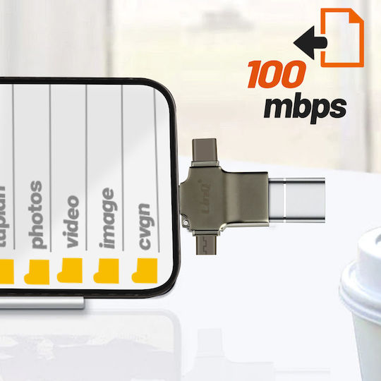 LinQ Lightning / USB-C / micro USB male to USB-A female Converter Silver 1 Piece