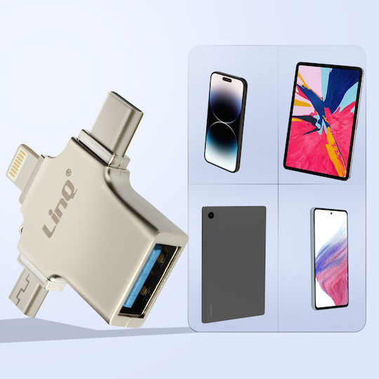 LinQ Lightning / USB-C / micro USB male to USB-A female Converter Silver 1 Piece