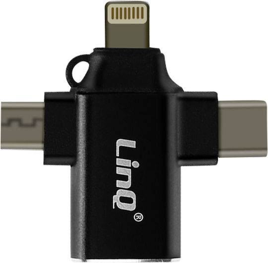 LinQ Конвертор Lightning / USB-C / micro USB мъжки към USB-A женски 1 брой OTGU930