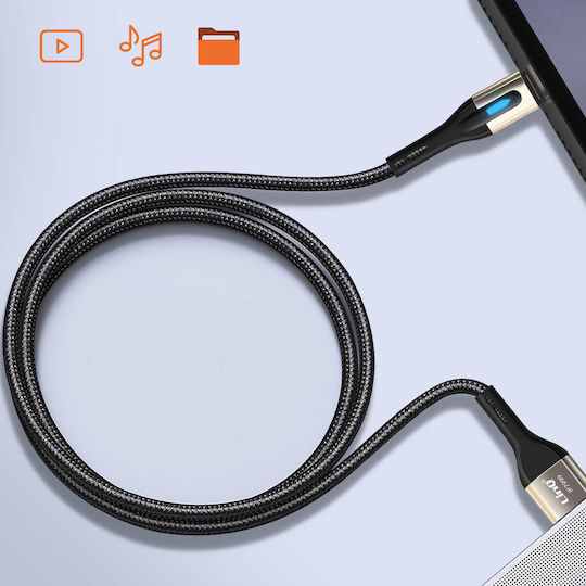 LinQ Braided / LED USB-A to Lightning Cable Μαύρο 1.2m (IP7999)