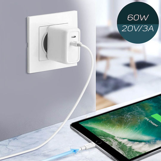 LinQ Редовна USB-C към Lightning кабел 60W Бял 1.2м (TPC-K9210)
