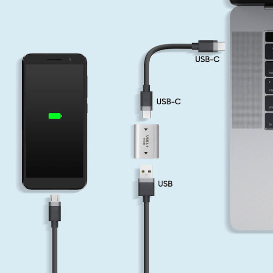 Adaptor USB-C Femelă la USB 3.1 Femelă Transfer Rapid 10Gbps Argintiu
