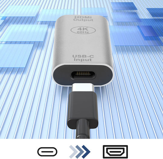 Avizar USB-C Buchse zu HDMI Buchse 4K Kompaktes Design Silber
