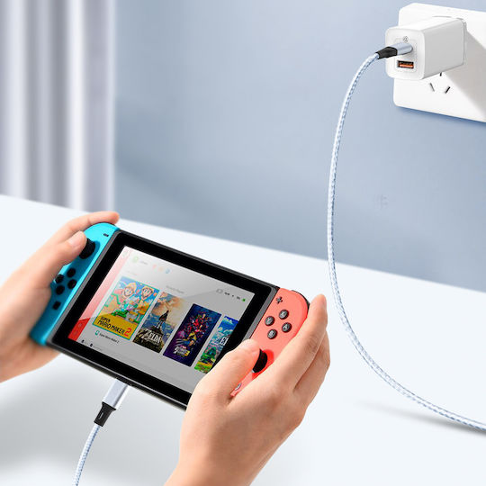 Avizar Braided Cablu USB la Lightning / Type-C / micro USB cu mai multe porturi Gri 2m (DATA-31-SL-A2MCL)