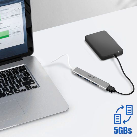 LinQ Hub 4 Θυρών USB 3.0 με σύνδεση USB-C Ασημί