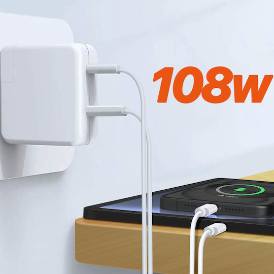 LinQ USB-C Universal Φορτιστής Laptop 108W με Αποσπώμενο Καλώδιο Τροφοδοσίας
