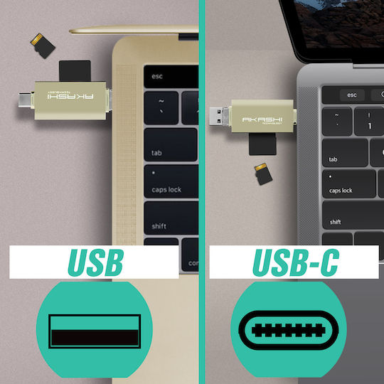 Akashi Четец на Карти USB 3.0 Type-C за /S/D/ / / / / / Сив