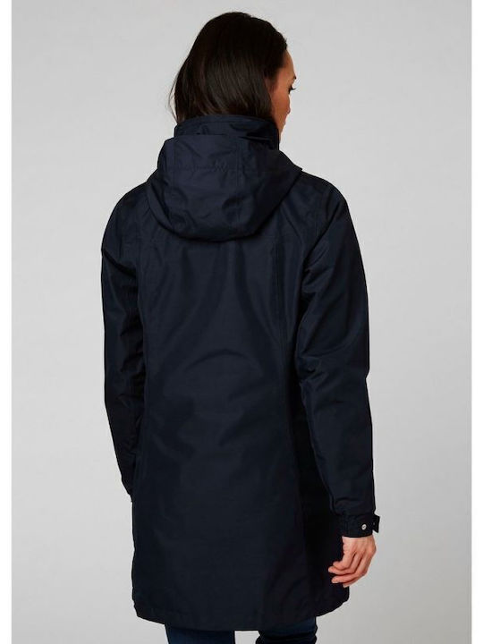 Aden Women's Long Lifestyle Jacket Waterproof and Windproof for Spring or Autumn Dark Blue
