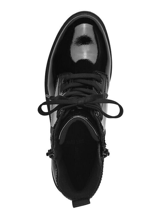 Women's Patent Leather Ankle Boots Black
