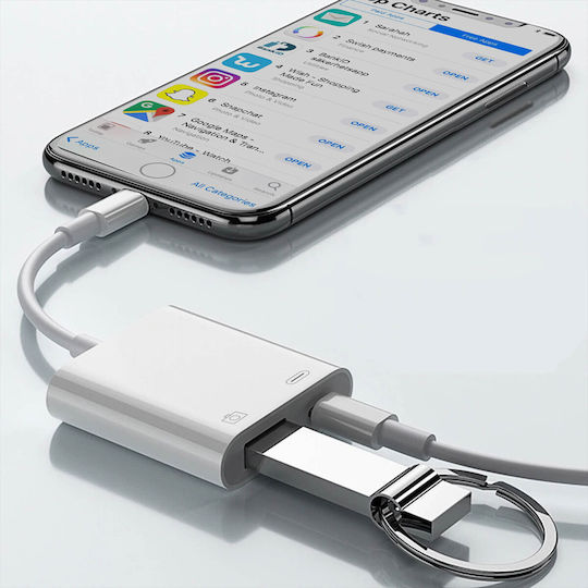 Avizar Μετατροπέας Lightning male σε Lightning / USB-A female Λευκό 1τμχ HL109