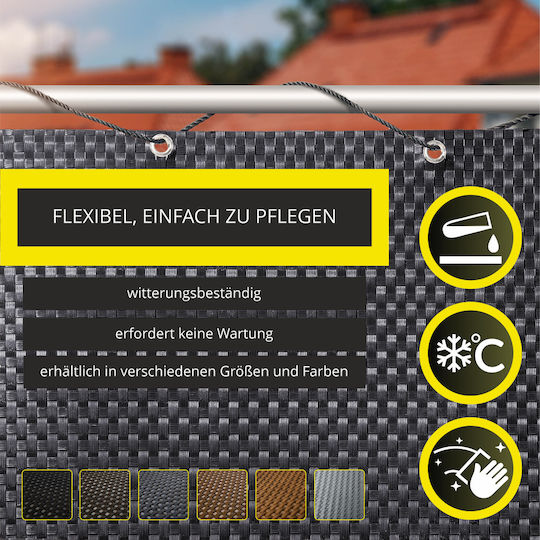 Kadax Balcony Screen Mat Balcony Terrace 0.9x5m Fence Black