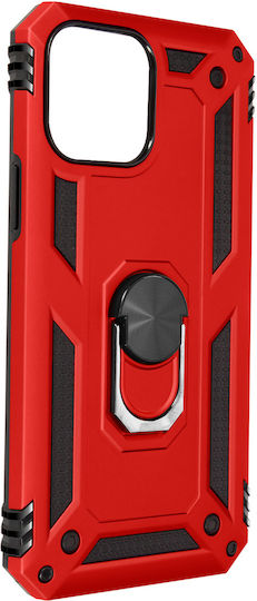 Case Iphone 13 Pro Max Anti-shock Bi-material Ring Video Holder Red