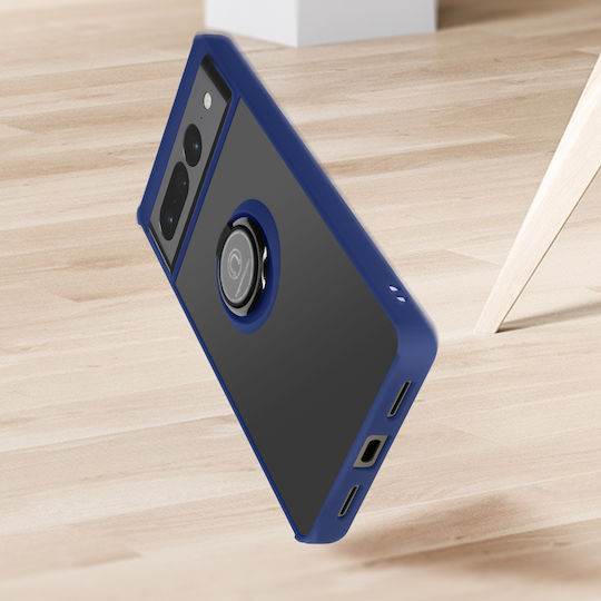Made Google Pixel 7 Pro Case Bi-material Metallic Ring Video Stand Blue