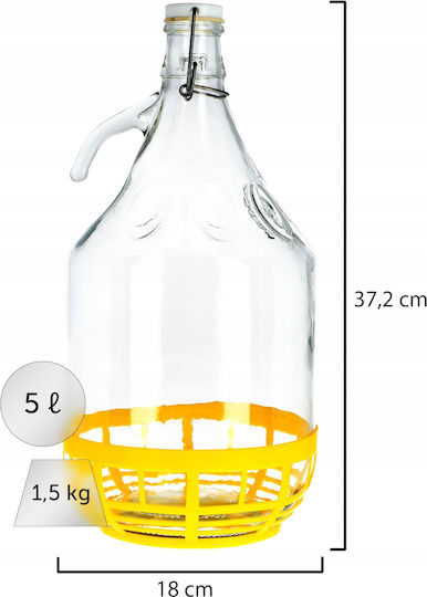 Kadax 3x Damigeană Vin 5l Lady Balloon În Coș Sticlă Vin + Închidere