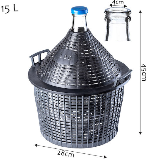 Kadax Balloon Bottle Carboy Wine In A Basket A Cap 15 L