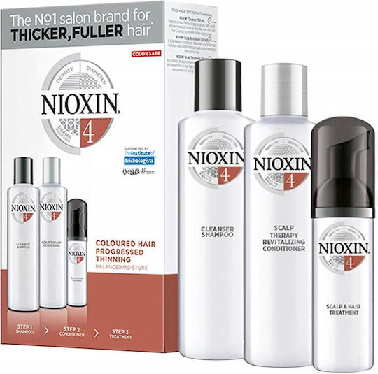 Nioxin Loyalty Kit System 4 Hair Treatment Set against Hair Loss for Colored Hair with Shampoo, Conditioner and Treatment 3pcs