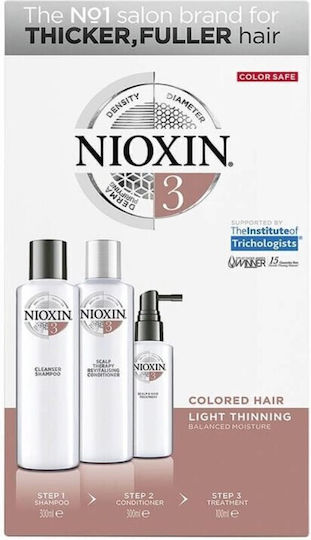 Nioxin Kit System 3 Hair Treatment Set against Hair Loss for Colored Hair with Shampoo, Conditioner and Treatment 3pcs