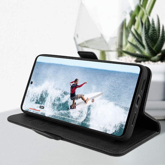 Husă tip portofel Google Pixel 6 cu suport video și bandă magnetică, negru