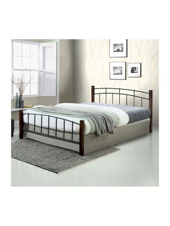 Mandy Pat Dublu Metalic Culoare Nuc-Negru Pentru Saltea 140x190cm