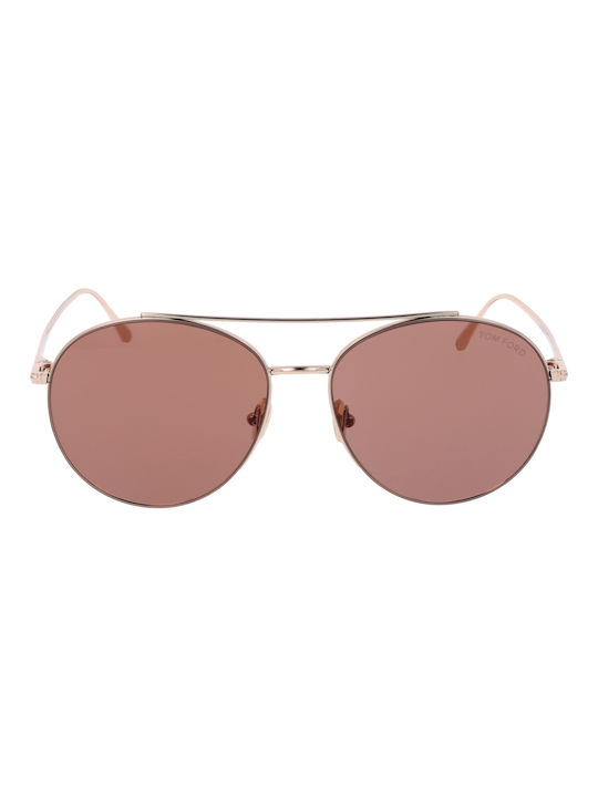 Tom Ford Women's Sunglasses with Rose Gold Metal Frame and Pink Lens FT0757 28Y