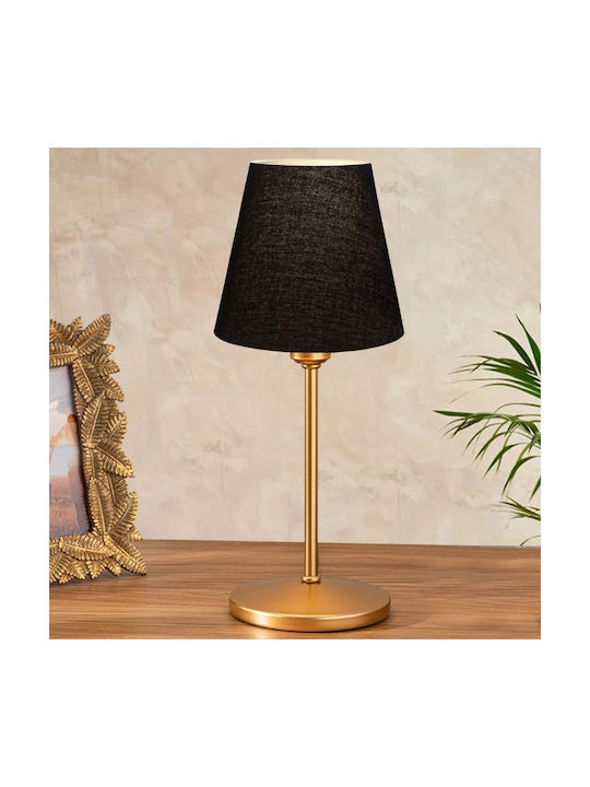 Megapap Fabric Table Lamp for Socket E27 with Black Shade and Gold Base