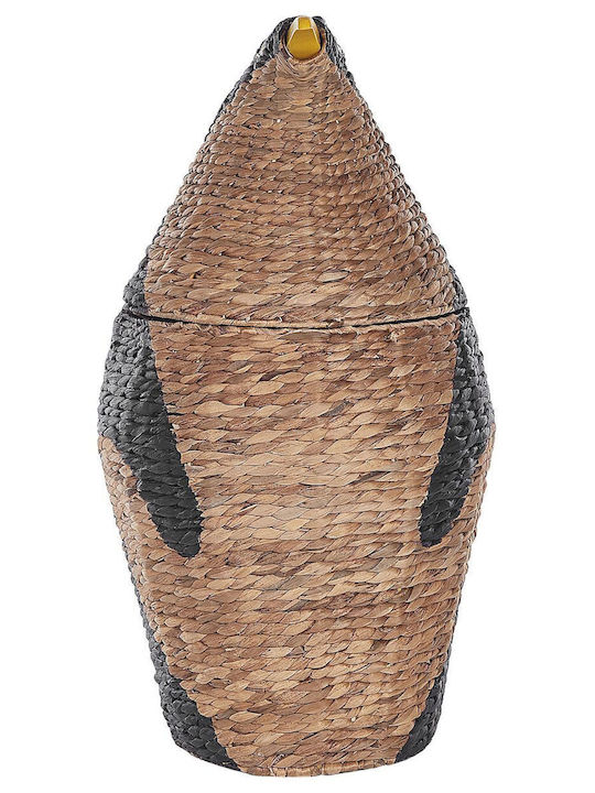 Beliani Wicker Storage Basket with Lid Beige 40cm