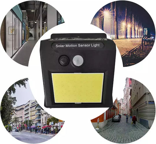 Set of 4 Wall Solar Lights Cold White 6500K with Motion Sensor and Photocell IP65