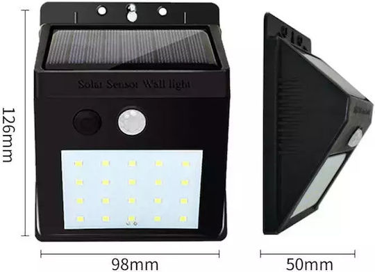 Set of 4 Wall Solar Lights Cold White 6500K with Motion Sensor and Photocell IP65