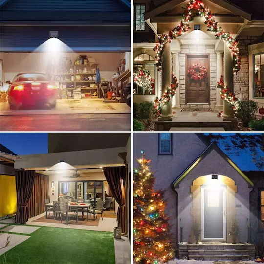Set of 8 Wall Solar Lights Cold White 6500K with Motion Sensor and Photocell IP65