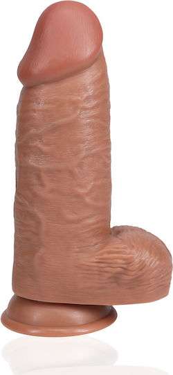 Shots Ρεαλιστικό Dildo με Όρχεις και Βεντούζα Καφέ 23cm