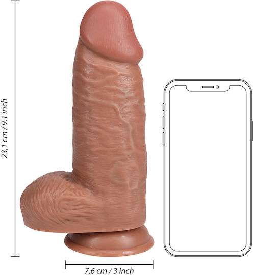 Shots Ρεαλιστικό Dildo με Όρχεις και Βεντούζα Καφέ 23cm