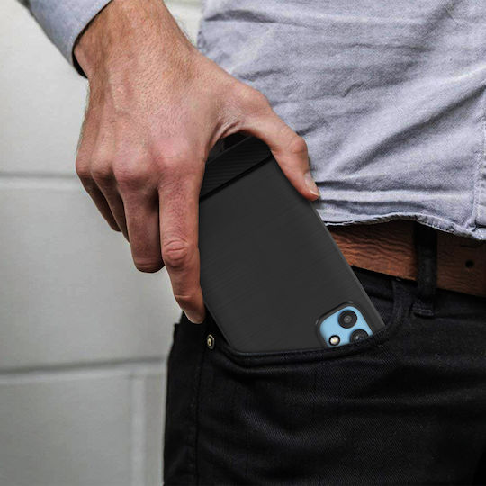 Hülle Samsung Galaxy A32 Silikon Gebürsteter Aluminium-Effekt Schwarz