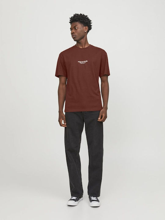 Jack & Jones Ανδρικό T-shirt Κοντομάνικο Brandy Brown