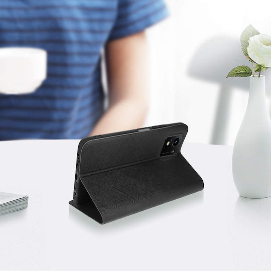 Vivo Y01 Faux-leather Case Video Stand Rigid Back Bigben Black