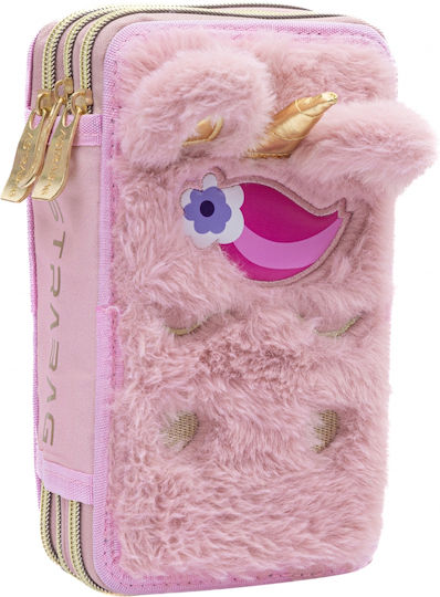 Triple Pencil Case Accessories Astrabag Fluffy Unicorn Ac31 20.5 X 13 X 6 Cm