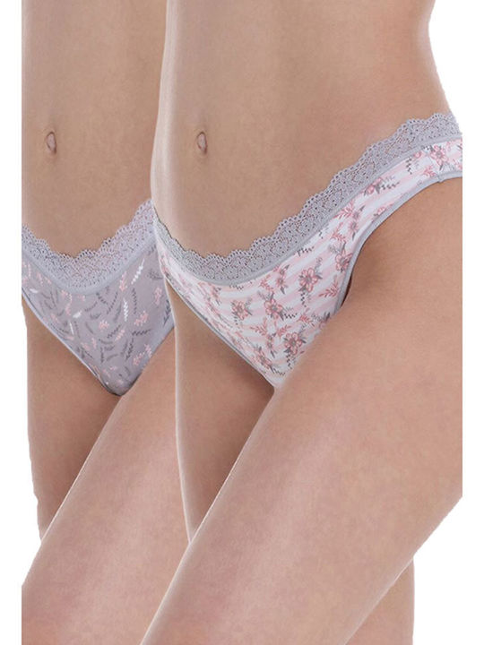 Apple Boxer Damen Slip 2Pack Pink and Grey