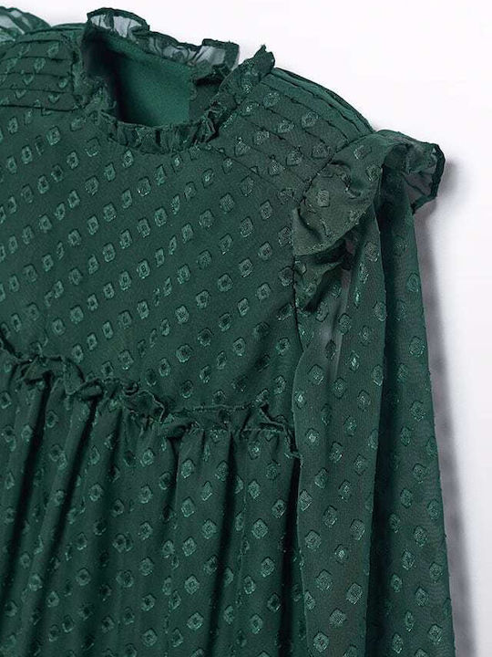 Abel Lula Children's Dress Long Sleeve Green
