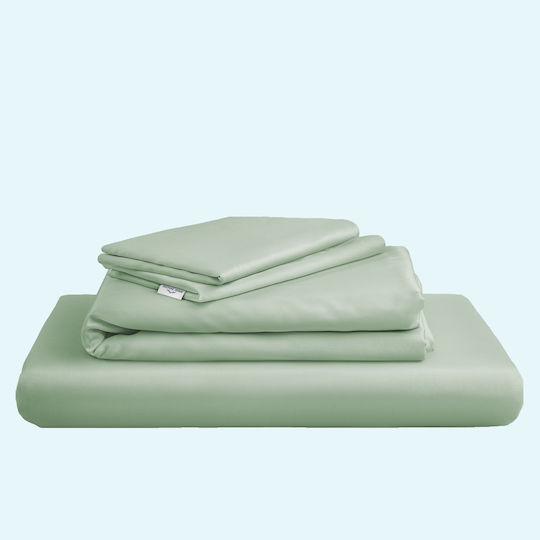 Nordic Paradise Set Husă de Pilotă Bumbac Single cu Față de Pernă & 1 Cearsaf 140x200 Pastel Green