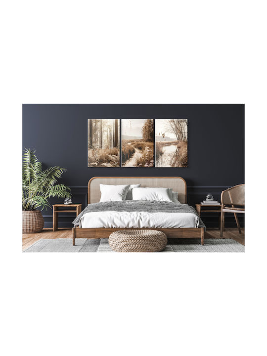 Naklejkomania Τρίπτυχος Πίνακας σε Καμβά 60x120cm