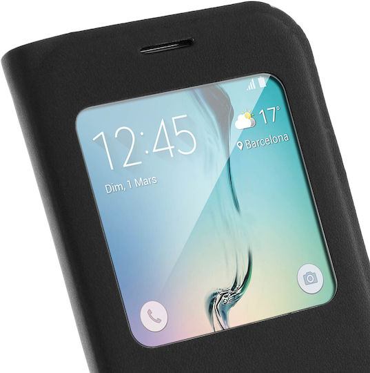 Калъф тип книга с прозорец за Samsung Galaxy S6 – Черен