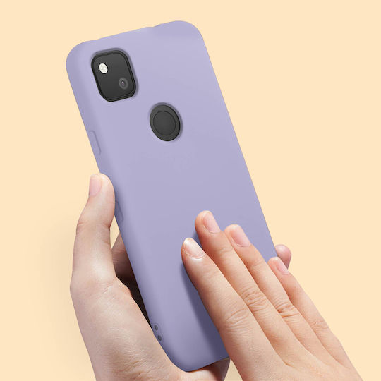 Back Cover Google Pixel 4a Semi-rigid Soft Touch Compatible Qi Purple