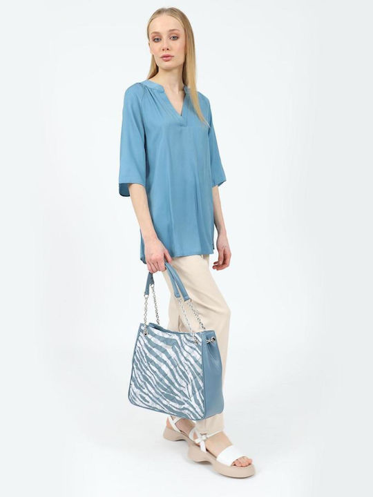 Women's Blouse with 3/4 Sleeve Blue