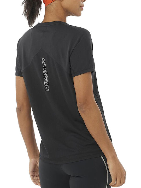 Salomon Damen Sportlich T-shirt Schnell trocknend Schwarz