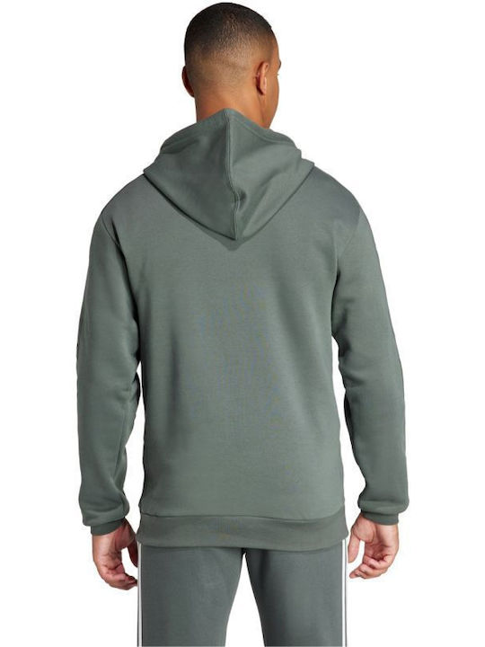 Adidas 3-stripes Men's Sweatshirt with Hood and Pockets Green