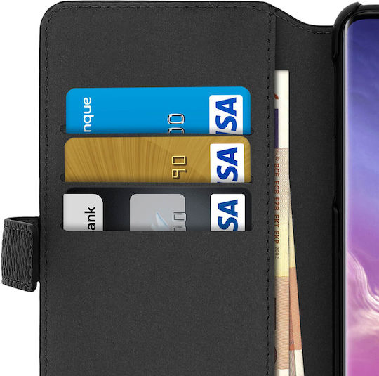Samsung Galaxy S10 Plus Flip Case Kartenhalter Textur-Effekt Façonnable Schwarz