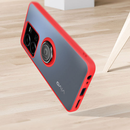 Hülle Vivo Y22s Y35 Dual-Material Metallring Video-Unterstützung Rot