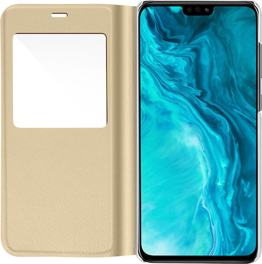 Калъф Clear View за Honor 9x Lite ултратънък златен