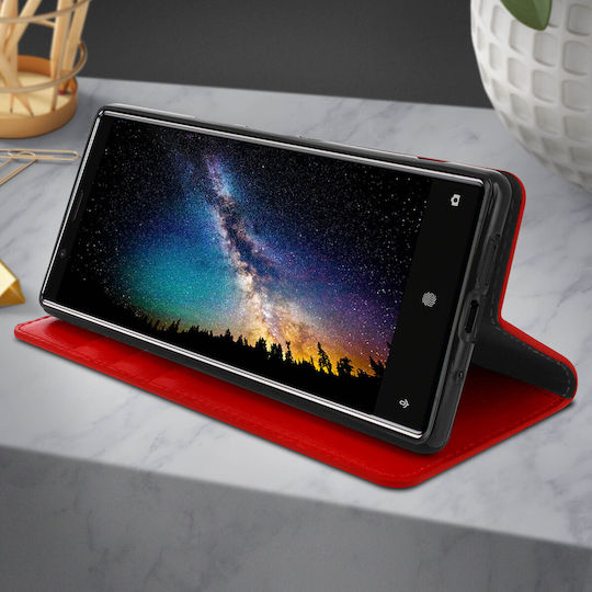 Folio Real Leather Sony Xperia 5 Case Card-holder Video Stand Red