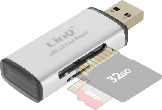 Micro-SD SD-Kartenleser USB 5Gbps Übertragungsrate U3062 Linq Grau
